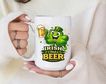 Funny Irish Shamrock Beer Coffee Mug Gift Cute St Patricks Day Clover Cartoon Cup Festive Green Holiday Present Idea