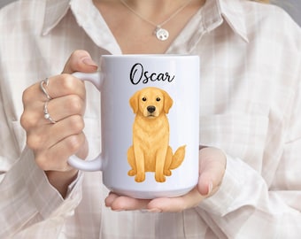Tazza regalo con nome Golden Retriever, tazza da caffè personalizzata per amanti degli animali, tazza personalizzata per animali domestici per lui o per lei, design di un cucciolo carino, idea regalo per tazza decorativa