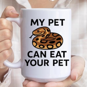 面白いヘビのマグカップ、爬虫類好きのためのコーヒーカップ、ボールパイソンの飼い主へのユーモアギフト