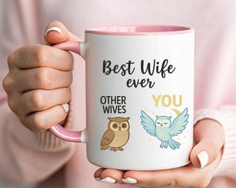 Tazza da caffè con simpatico design di confronto per apprezzare la moglie, divertente tazza romantica per il partner per l'anniversario, uso quotidiano del caffè e umorismo sul matrimonio