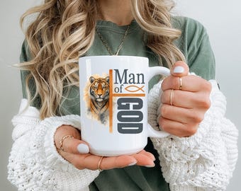 Christian Mug, Black Ceramic, 11oz Scripture Mug For Men