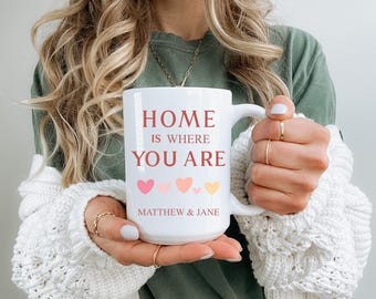 Personalized Mug With Names, White Ceramic, Love Quote Cup