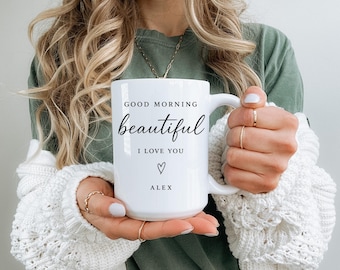 Personalisierte Guten Morgen Kaffeetasse - Romantisches Geschenk