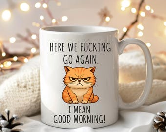 Tazza da caffè divertente con gatto scontroso, regalo sarcastico per l'ufficio