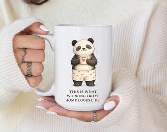 This Is What Working From Home Looks Like Coffee Mug Gift Cute Panda Design Funny Remote Work Present For Coworkers