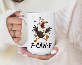 Tazza regalo divertente con uccello censurato, tazza da caffè con uccello dei cartoni animati pazzi, tazza umoristica F Caw F per adulti, idea regalo sarcastica, tazza bianca o decorativa