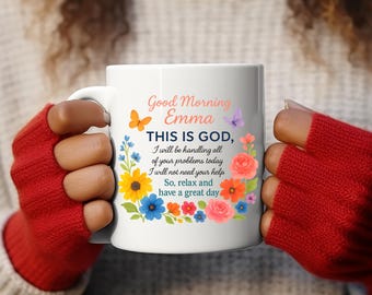 Taza de café cristiana floral personalizada, regalo inspirador