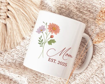 Taza floral para mamá primeriza, estimada en 2025, regalo de embarazo