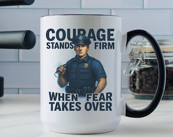 Police Officer Mug, Blue Black Ceramic, 11oz Duty Honor Law Enforcement Gift
