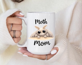 Moth Mom Ceramic Mug: Adorable Insect Animal Illustration Coffee Cup