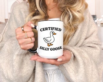 Taza Silly Goose certificada, taza de café con humor animal divertido