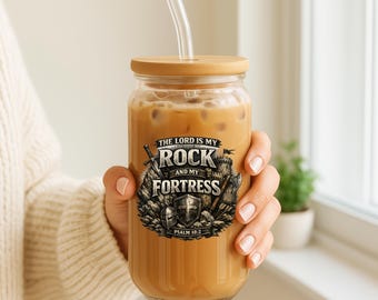Glass Can Tumbler, Psalm 18:2 Bible Verse, Iced Coffee Cup With Straw