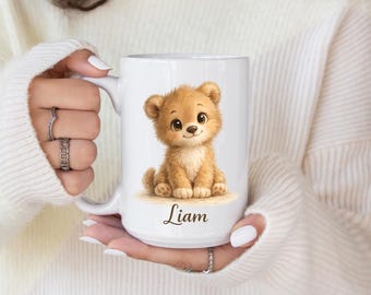 Personalized Baby Bear Mug, Custom Name Nursery Keepsake