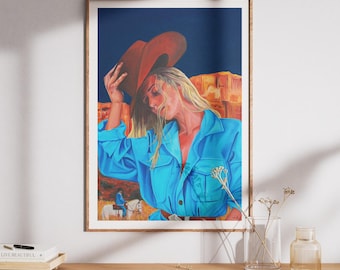 Cowgirl Art | Giclée Fine Art Print | Bright Western Poster