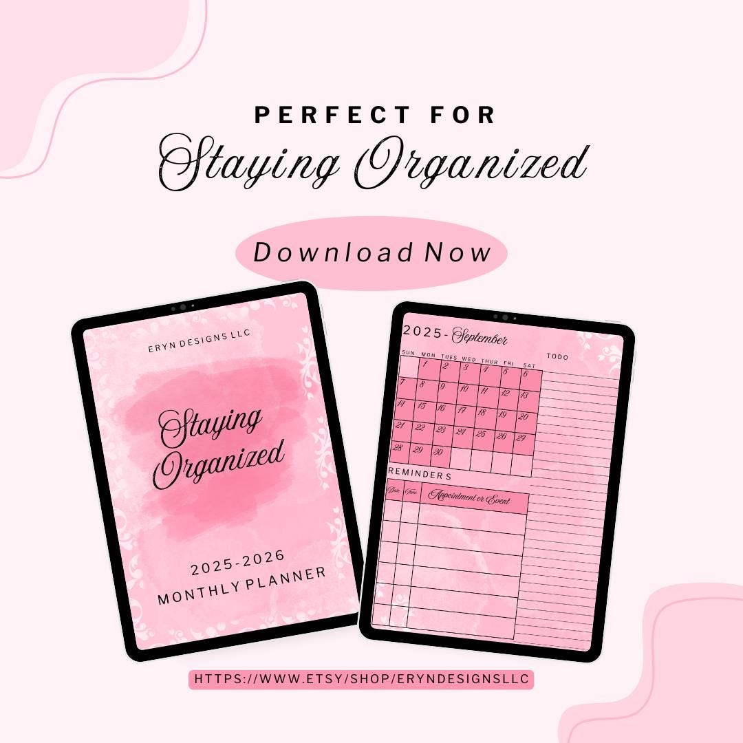 Pink Floral Planner 2025 2026 Monthly Student Planner Elegant Printable ...