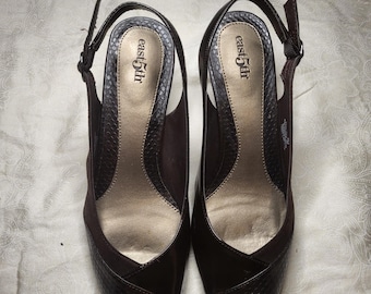 Dark Brown open toe strap back shoe