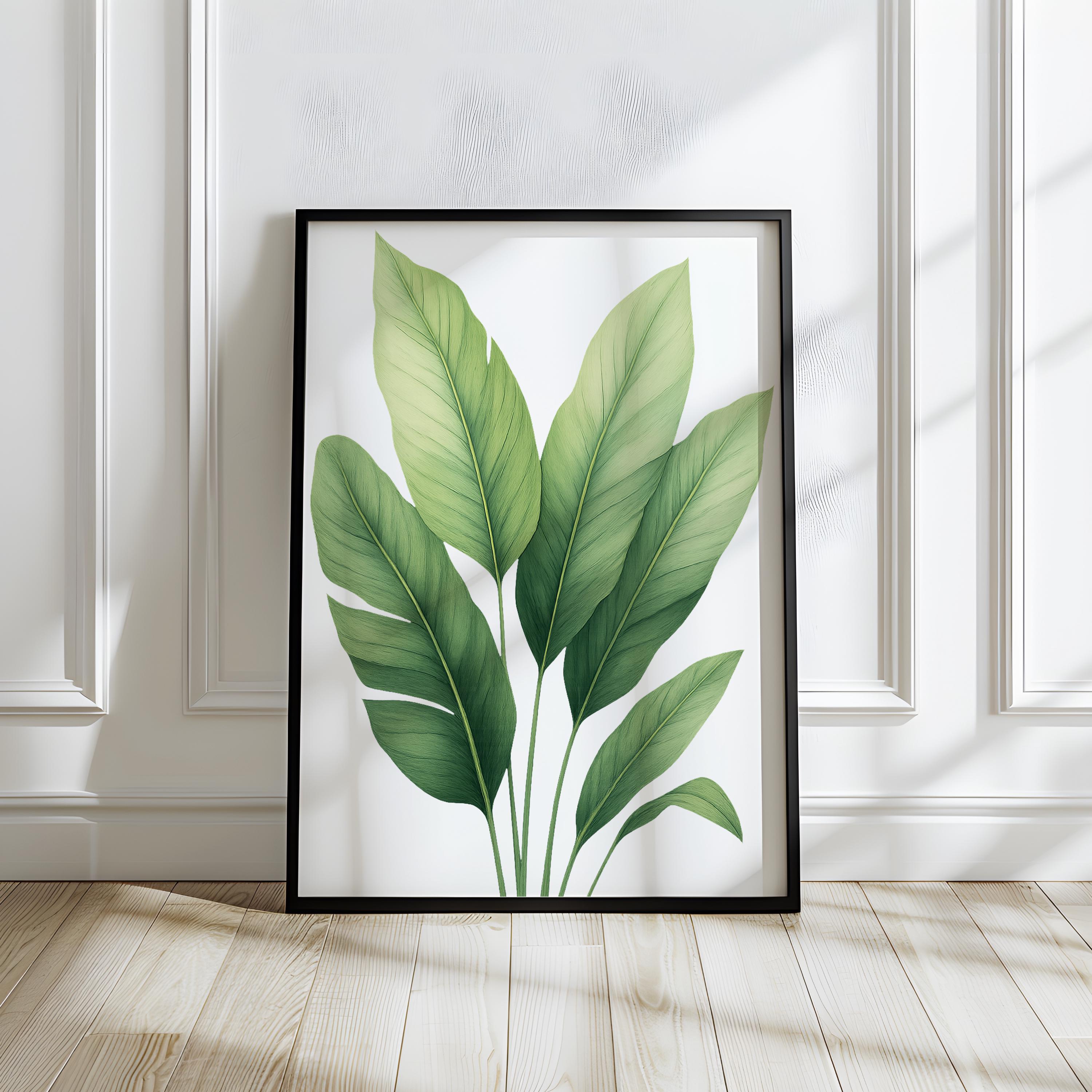 Set of 3 Green Tropical Leaf Wall Art Prints, Modern Botanical Poster ...