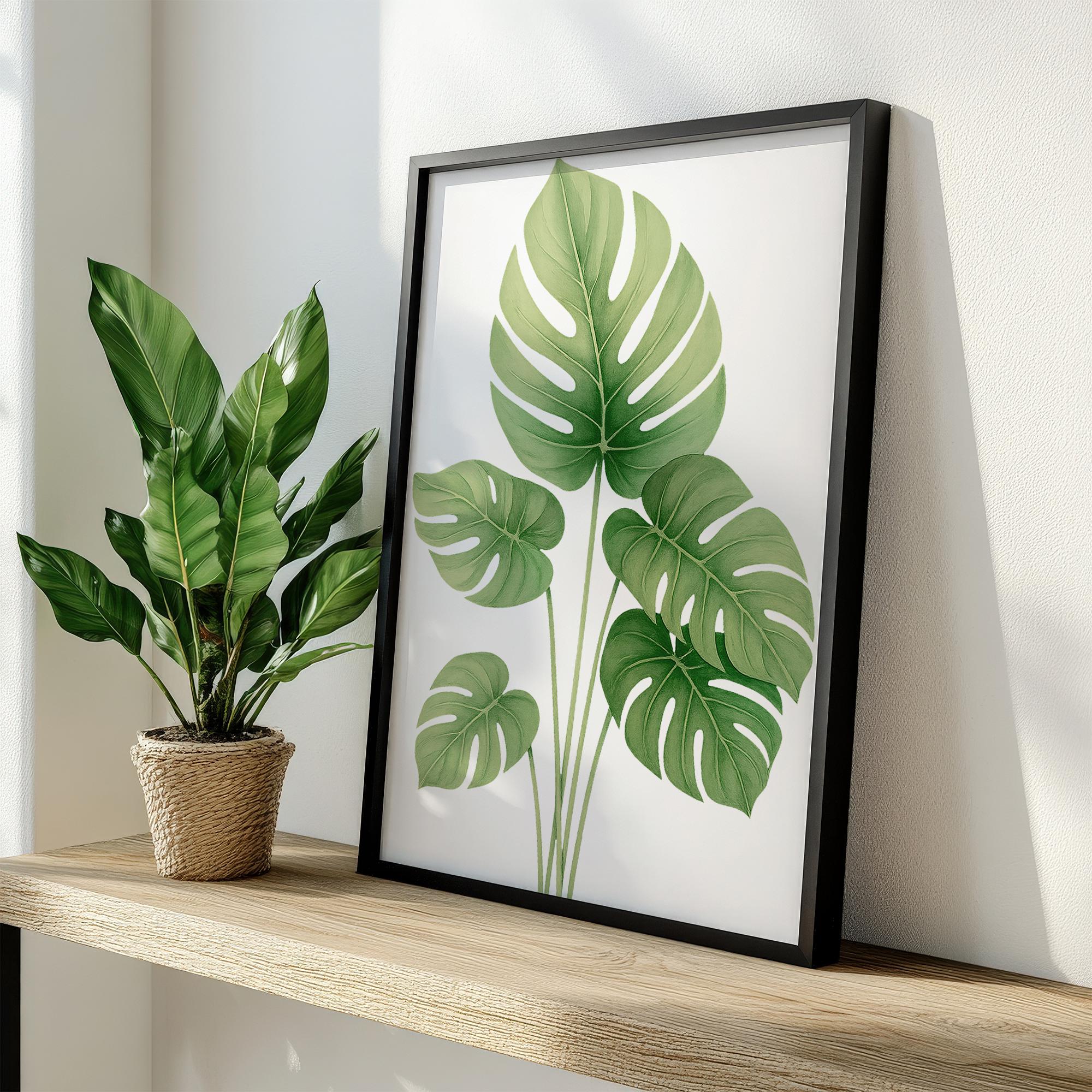 Set of 3 Green Tropical Leaf Wall Art Prints, Modern Botanical Poster ...