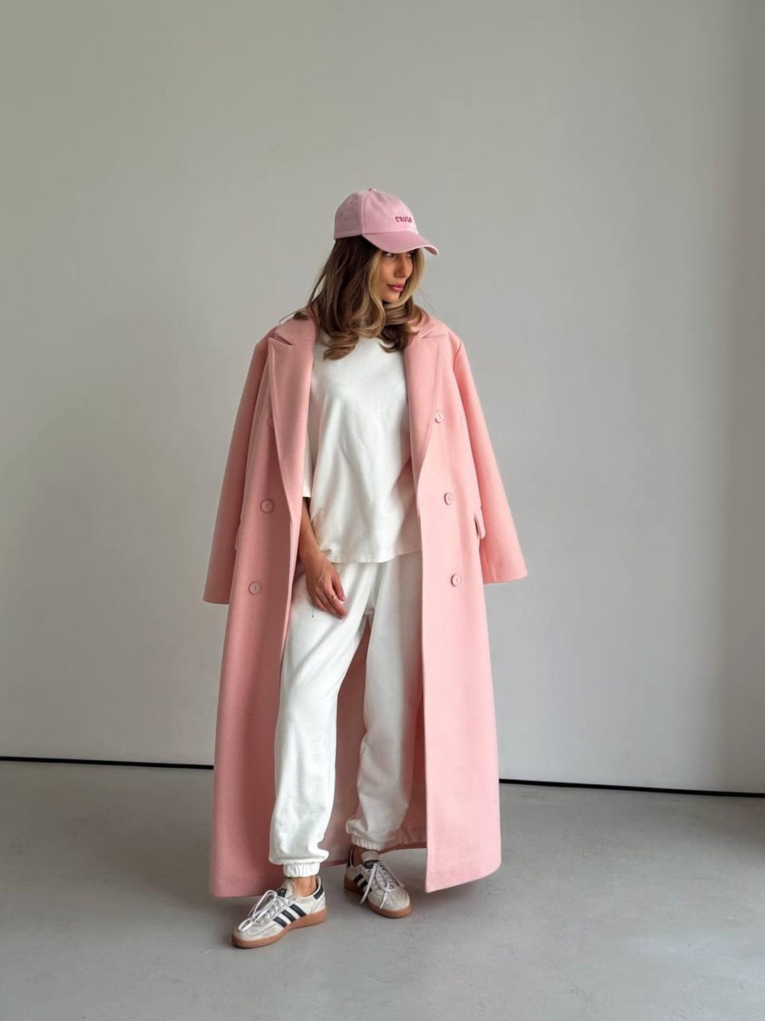 Pink Maxi Wool Coat – Elegant Oversized Long Coat With Belt - Etsy