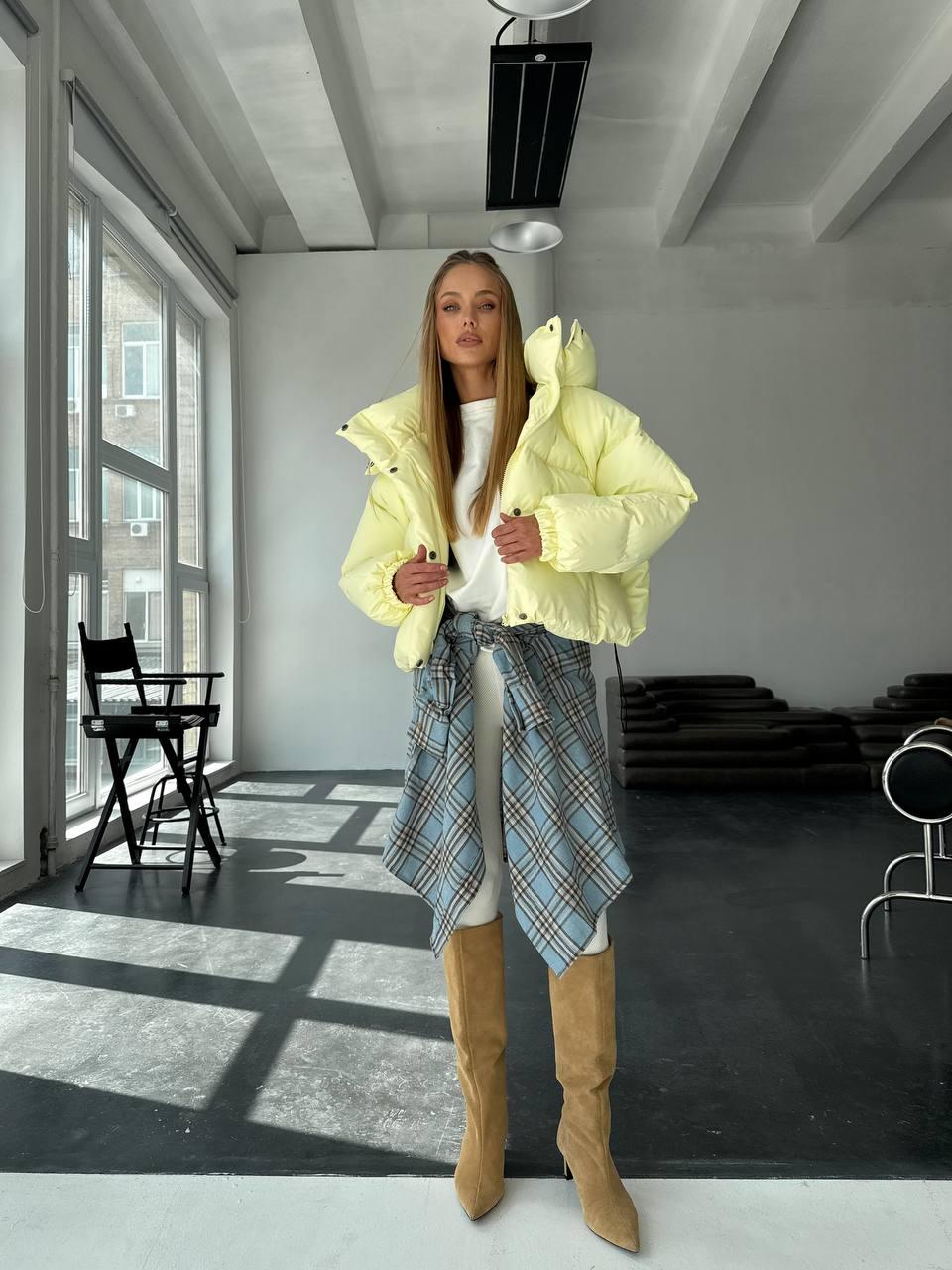 Lemon Yellow Cropped Puffer Jacket: Eco-down Winter Coat - Etsy