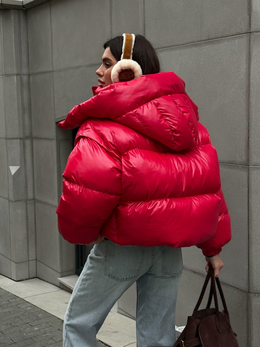 Red Jacket Transformer Red Puffer Jacket Transformer / Winter Crop Puffer 2 in 1 / Waterproof ...