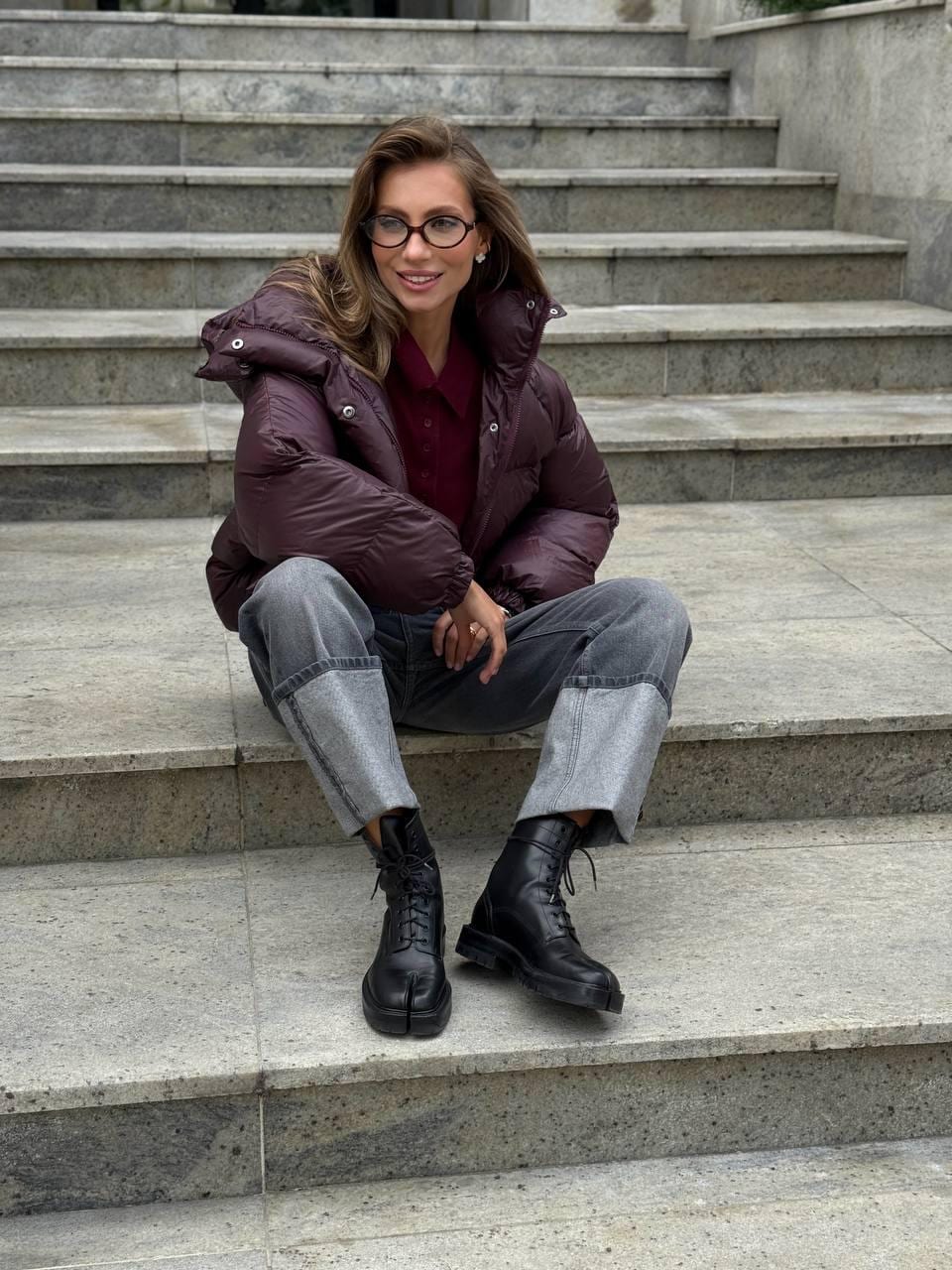 Burgundy Cropped Puffer Jacket: Eco Down Winter Coat - Etsy