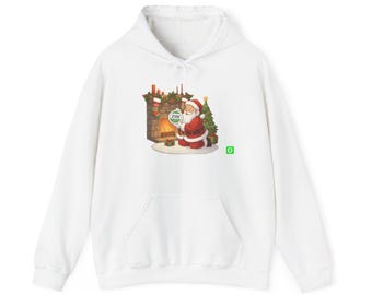 Santa by Fireplace Hoodie | Christmas Holiday Santa Claus Sweatshirt