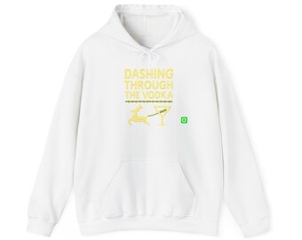 Dashing Through the Vodka Pom Pom Hoodie | Funny Christmas Reindeer Cocktail