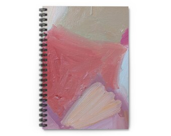 Série Blossom nº 3 | Caderno espiral com pinceladas abstratas rosa | Caderno pautado