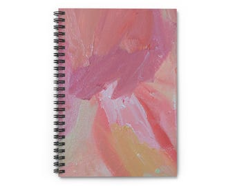 Blossom nº 2 | Caderno espiral com pinceladas abstratas em tons de rosa | Caderno pautado