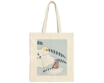 Bolsa tote Gato Anjo-Demônio na Nuvem | arte original