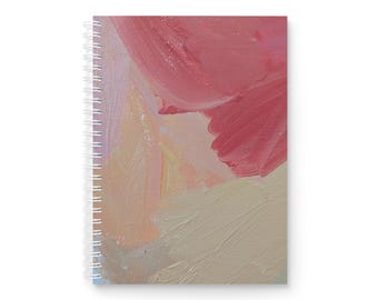 Série Blossom nº 1 | Caderno espiral com pinceladas abstratas em rosa | Diário de arte minimalista