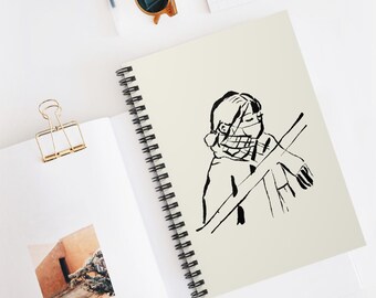 Menina com lenço - Pintura a tinta | Caderno espiral - Linhas pautadas