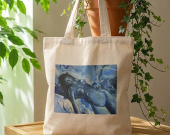 Ultramarino | Bolsa Tote com Figura Abstrata | Bolsa Tote Artística em Lona