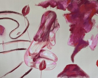 Cobra Folha Vermelha | Óleo sobre tela crua | arte contemporânea