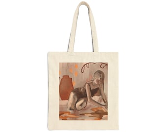 Pintura abstrata de figura humana | Sacola de lona de algodão artística