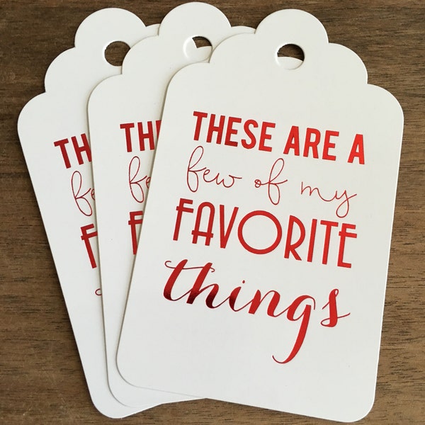 Favorite things party, holiday party, christmas party, gift exchange, hostess gift, gift for her, bridal shower gift, gift tag