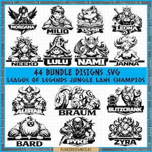 League of Legends Support SVG Bundle 44 Champions Gamer Shirt Designs Files High Quality SVG Pack