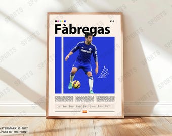 Cesc Fabregas Poster, Soccer Gifts, Sports Poster, Football Player Poster, Soccer Wall Art, Sports Bedroom Posters, Gift For Him