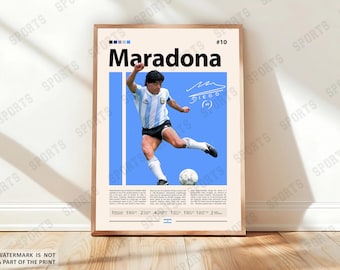 Diego Maradona Poster, Soccer Gifts, Sports Poster, Football Player Poster, Soccer Wall Art, Sports Bedroom Posters, Gift For Him