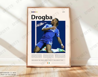 Didier Drogba Poster, Soccer Gifts, Sports Poster, Football Player Poster, Soccer Wall Art, Sports Bedroom Posters, Gift For Him