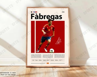 Cesc Fabregas Poster, Soccer Gifts, Sports Poster, Football Player Poster, Soccer Wall Art, Sports Bedroom Posters, Gift For Him