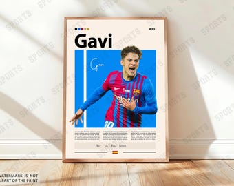 Gavi Poster, Spain Football Print, Soccer Gifts, Sports Poster, Football Player Poster, Soccer Wall Art, Sport Bedroom Posters, Gift For Him