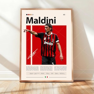 Paolo Maldini Poster, Soccer Gifts, Sports Poster, Soccer Player Poster, Soccer Wall Art, Sports Bedroom Posters, Gift For Him