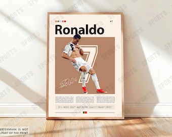 Cristiano Ronaldo Poster, Soccer Gifts, Sports Poster, Football Poster, Soccer Wall Art, Sports Bedroom Posters