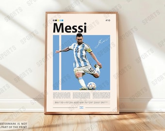 Lionel Messi Poster, Argentina Soccer Print, Soccer Gifts, Sports Poster, Football Player Poster, Soccer Wall Art, Sports Bedroom Posters
