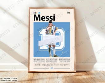 Lionel Messi Poster, Argentina Soccer Print, Soccer Gifts, Sports Poster, Football Player Poster, Soccer Wall Art, Sports Bedroom Posters