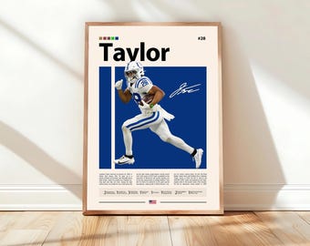 Jonathan Taylor Poster, Indianapolis Colts Print, NFL Poster, Sports Poster, NFL Fans, Football Poster, NFL Wall Art, Sports Bedroom Posters