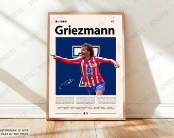 Póster de Antoine Griezmann, Impresión de fútbol de Francia, Póster deportivo, Póster de fútbol, Arte mural de fútbol, Pósteres deportivos