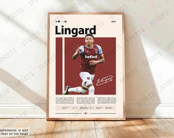 Jesse Lingard Poster, Football Poster, Sports Poster, Soccer Fans, Soccer Wall Art, Sports Bedroom Posters